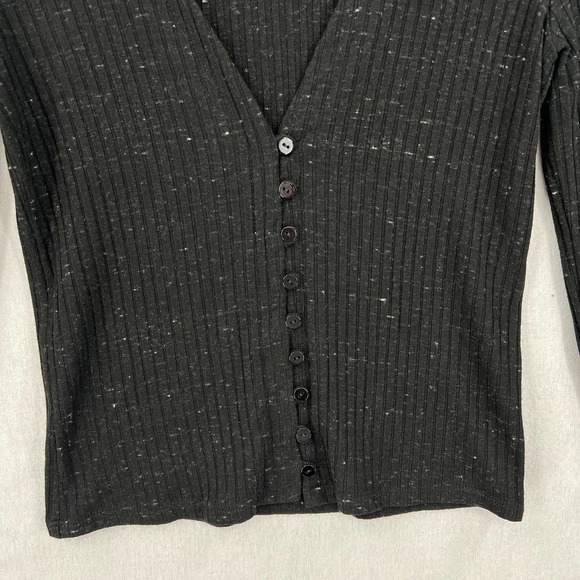 ENZA COSTA Long Sleeve Cardigan Womens Small Black Speckle V-neck Ribbed NWT - Picture 5 of 11